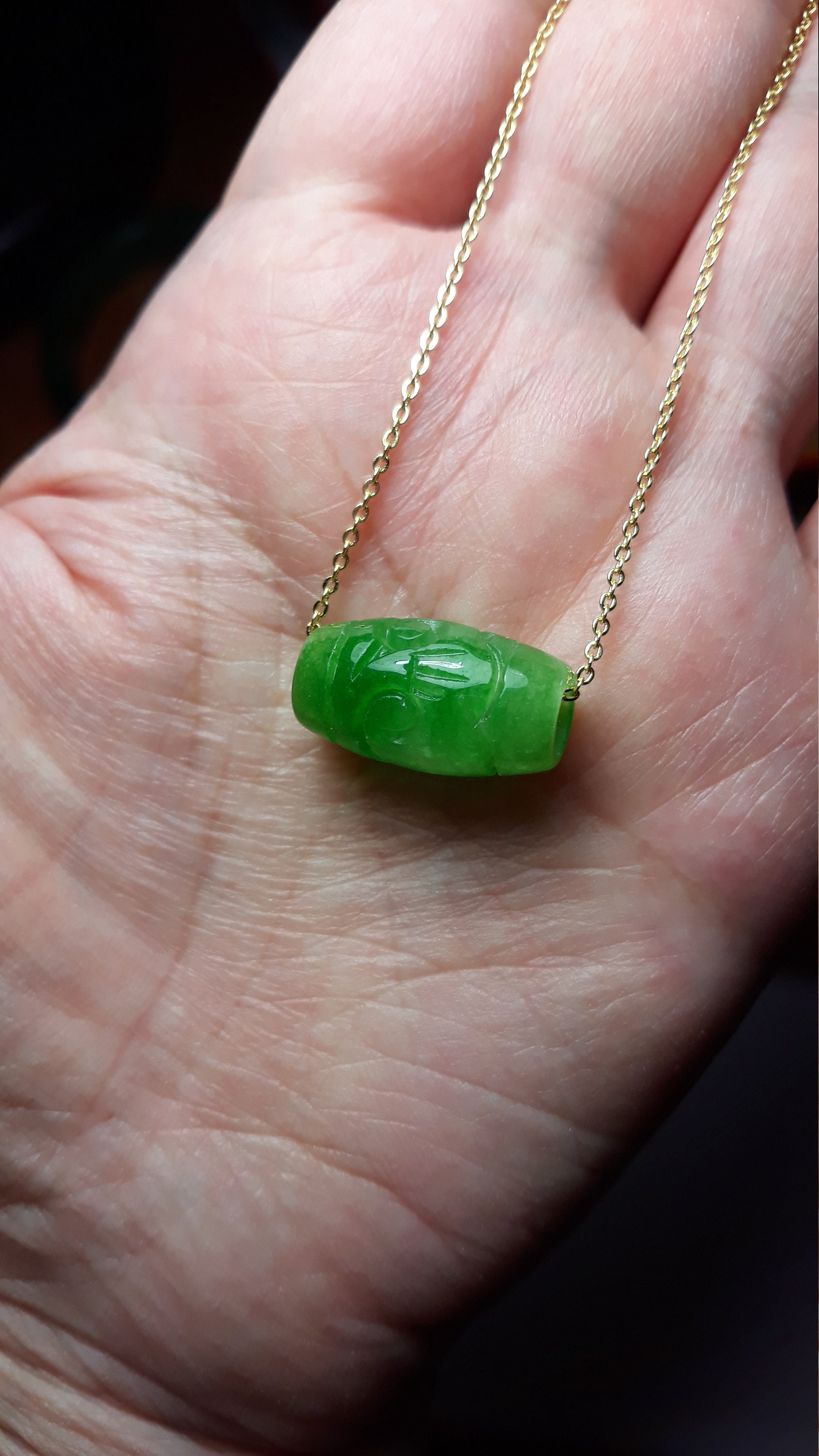 Jade outlet barrel pendant