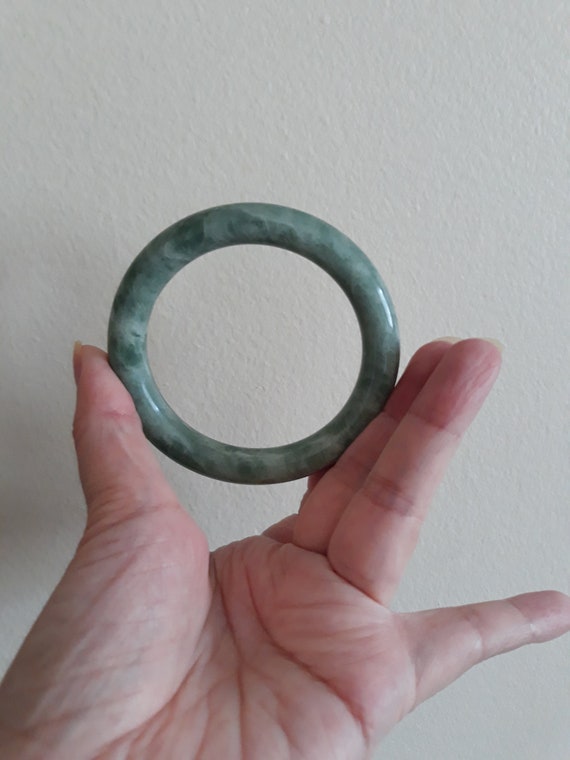 vantage light green jade bangle real jade untreat… - image 10