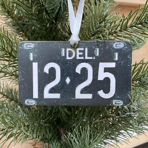 Black and White DE License Plate Jawnament Ornament