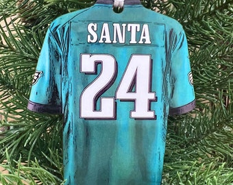 Santa Eagles Jersey Jawnament Ornament