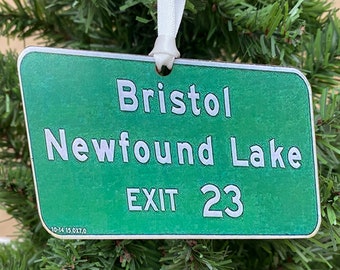 Newfound Lake Exit 23 Sign Jawnament Ornament