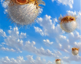 Balloon Fish: Humorous Floating Fish Painting