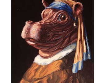 Fiona Lisa (After Johannes Vermeer's Girl with the Pearl Earring.)  Art by Stephen Wheeler. Limited Edition Signed Print