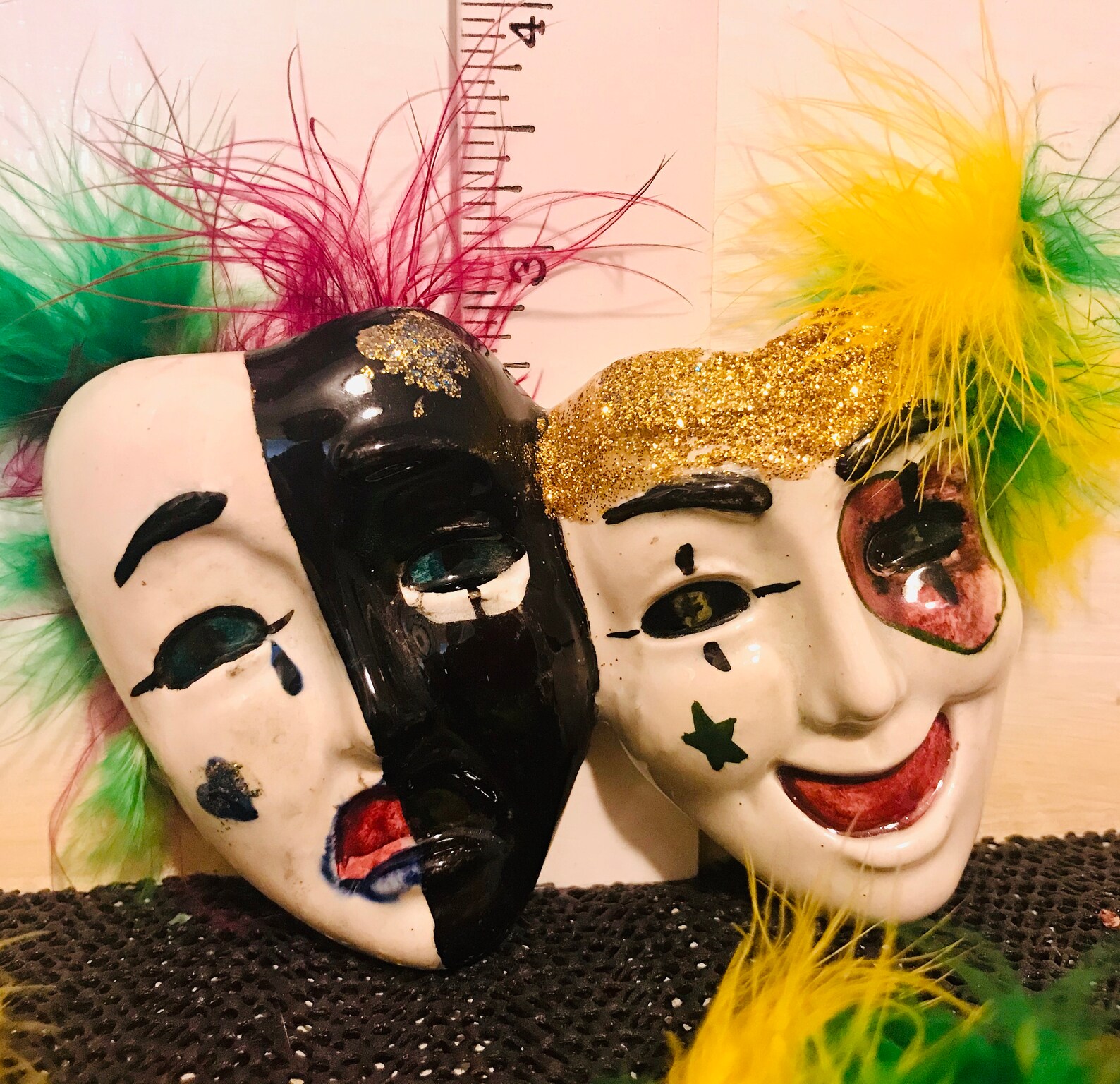 Mardi Gras ceramic masks wall decor handmade Etsy