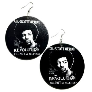 Gil Scott Heron Revolution Statement Dangle Wood Earrings Etsy