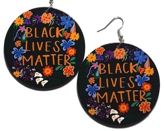 Black Lives Matter wooden ornaments 2-pack