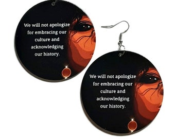 Embracing Black History Statement Dangle Wood Earrings