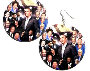 Black Politicians in the House Statement Dangle Wood Earrings