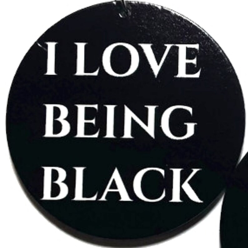 I Love Being Black Statement Wood Dangle Drop Earrings image 2