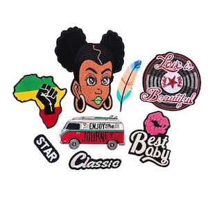 Afro Girl Power Fist Assorted Iron-On Patches Lot