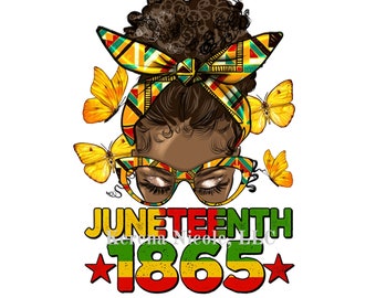 Ready To Press DTF Transfer Juneteenth 1865 Yellow Butterflies Kente Cloth