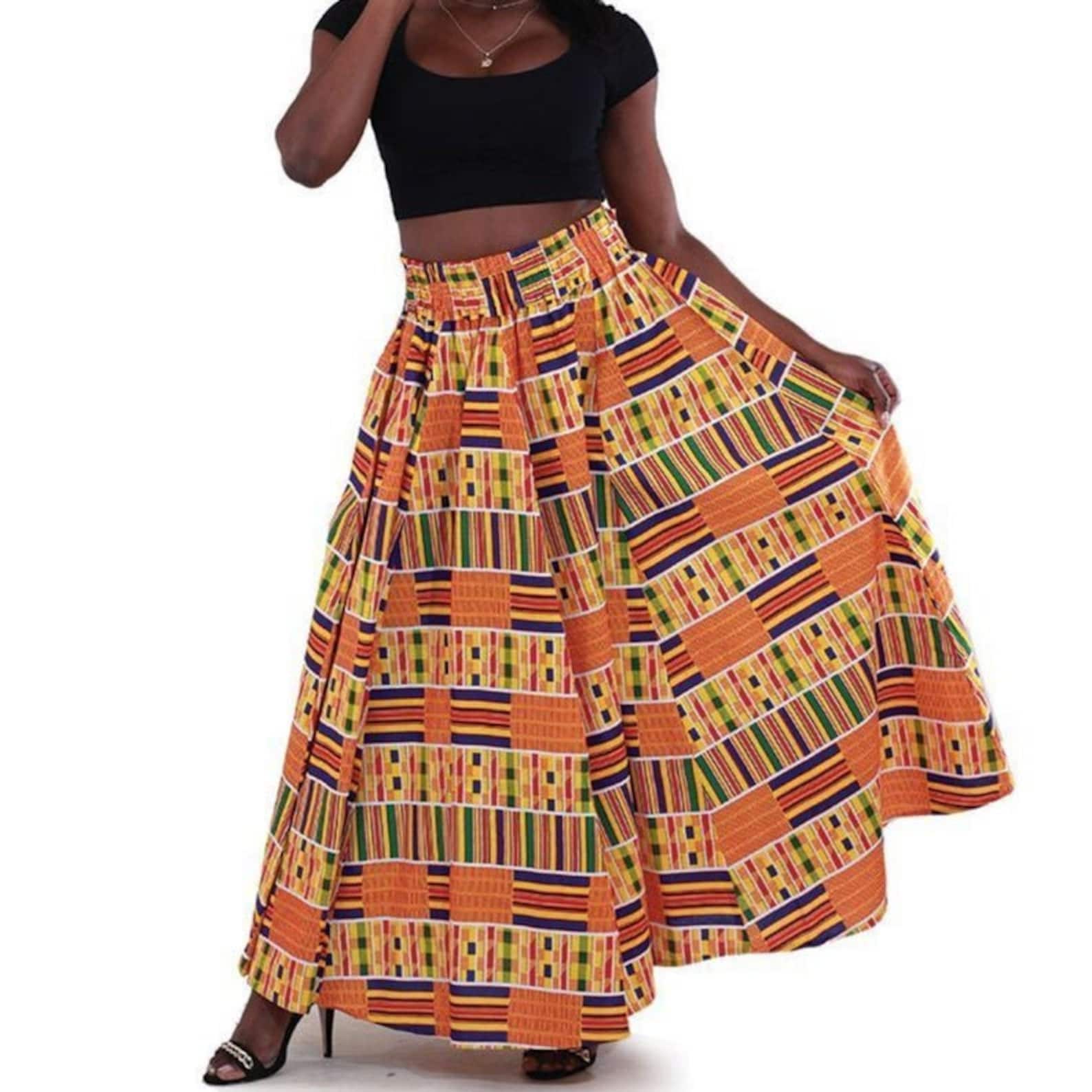 African Kente Print Maxi Skirt With Matching Headwrap ONE SIZE - Etsy