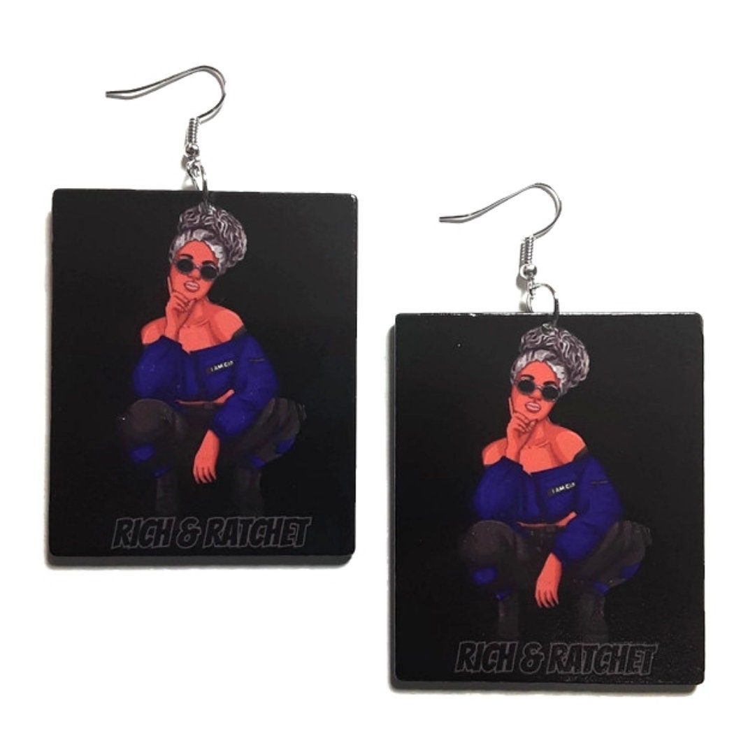 RICH and RATCHET Queen Rectangle Statement Dangle Wood Earrings - Etsy