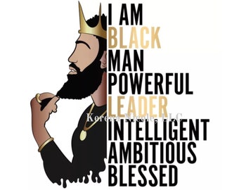 Ready To Press DTF Transfer BLACK MAN Leader Blessed Beard King Crown