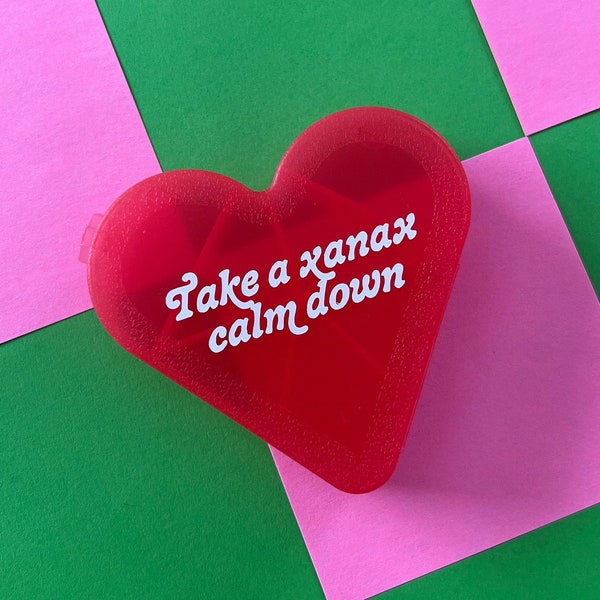 Take a Xanax Calm Down Heart Shaped 7 Day Pill Box - RHONY - Ramona Singer