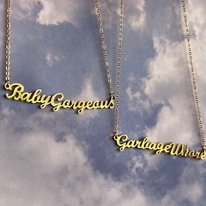 Baby Gorgeous + Garbage Whore Namnskylt Halsband - Lisa Barlow - RHOSLC