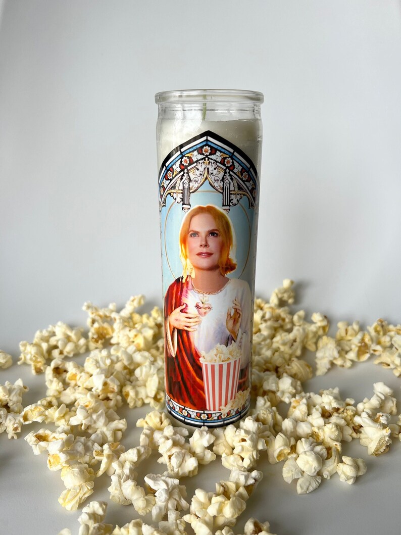 Nicole Kidman Patron Saint of Popcorn Prayer Candle AMC Etsy