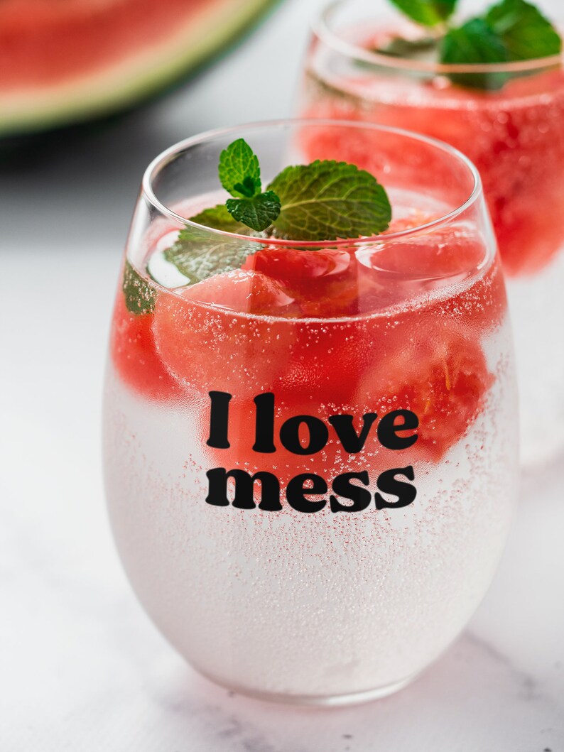 Tidying Up with Marie Kondo I Love Mess Stemless Wine Glass Marie Kondo