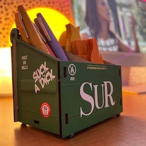 Sur Back Alley Dumpster Fire Desk Accessory - Vanderpump Rules Pencil Holder with Note Cards