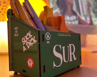 Sur Back Alley Müllcontainer Feuerwehr Schreibtisch Accessoire - Vanderpump Rules Stifthalter mit Notizkarten