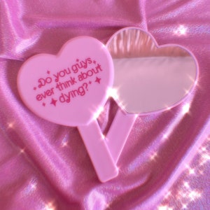 Existential Pink Handheld Heart Mirror