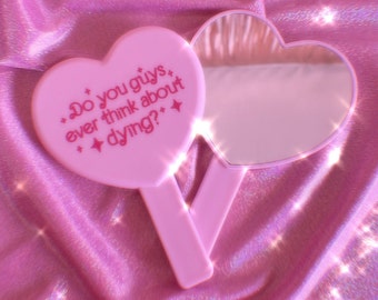 Existential Pink Handheld Heart Mirror