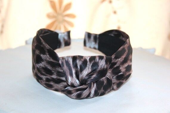 Satin Knot Headband Women Leopard Print Turban Headband Adult Etsy