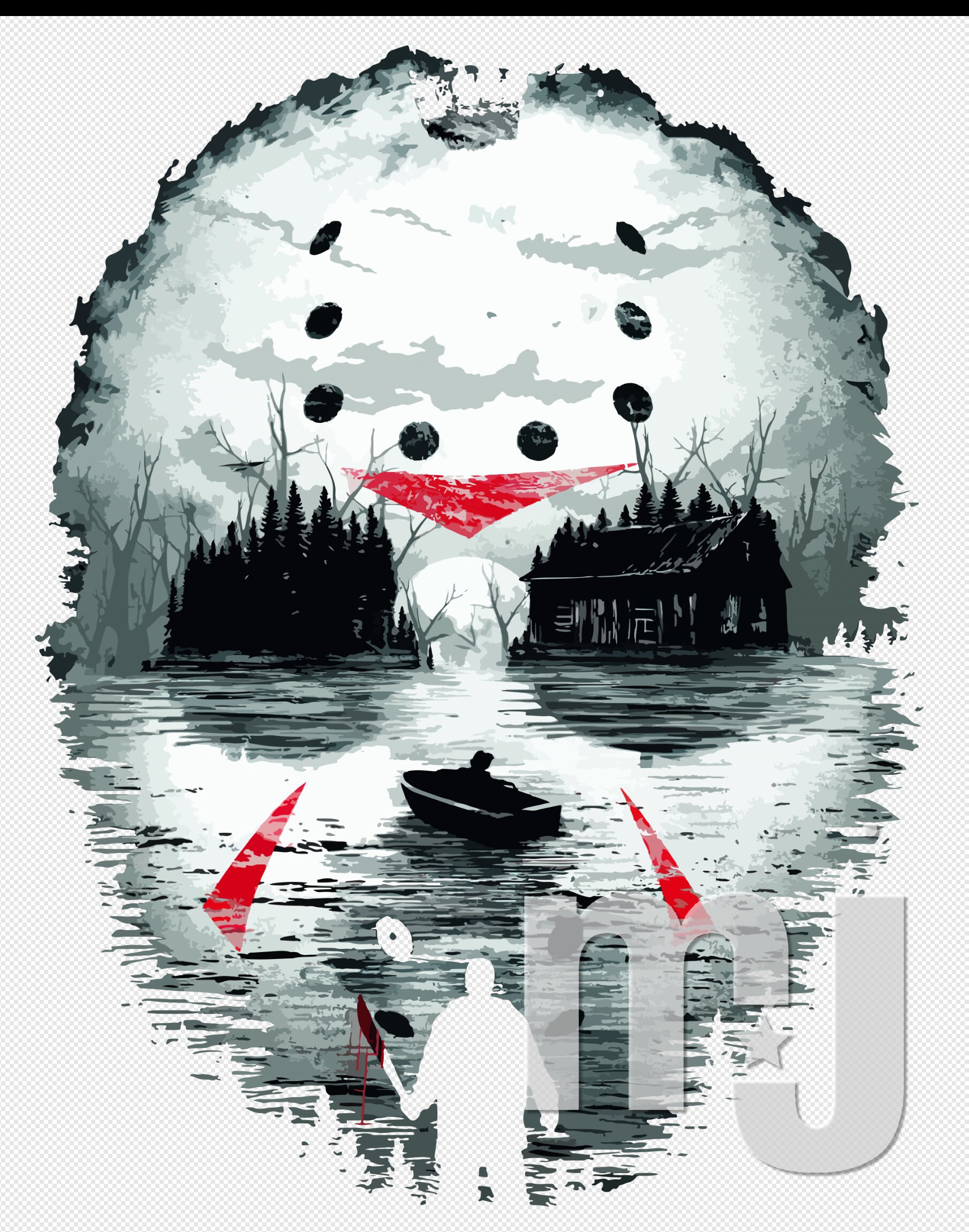 Jason Voorhees, horror movie character, sublimation design, Friday th…