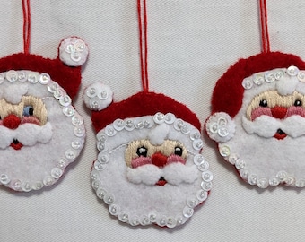 Free Shipping Set of 3 Santa Face Ornaments