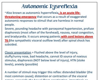 Autonomic Dysreflexia/NEURO/Seizure/Drugs/ Nursing School/ Nursing Study Guide/ Nursing Student/ Nursing Student Study Guide