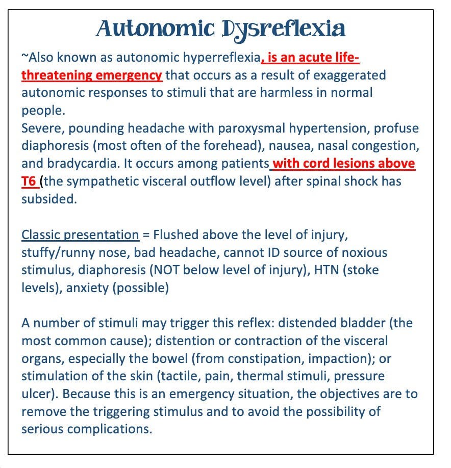 Autonomic Dysreflexia/NEURO/Seizure/Drugs/ Nursing School/ Nursing Study Guide/ Nursing Student/ Nursing Student Study Guide