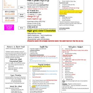 Puede incluir: Un gráfico colorido con información sobre el desarrollo del niño pequeño de 13 a 35 meses. El gráfico incluye información sobre el desarrollo físico, el desarrollo del lenguaje, el desarrollo social y emocional, y la orientación anticipada. El gráfico también incluye información sobre la autonomía frente a la vergüenza y la duda, el juego paralelo, los factores estresantes del hospital y la prevención de lesiones.