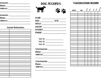 Dog Records/Happy Planner Printable/Dog Mom/ Vet Records/ Dog Mom printable/ Vet Visits/ Cat mom/ Cat records