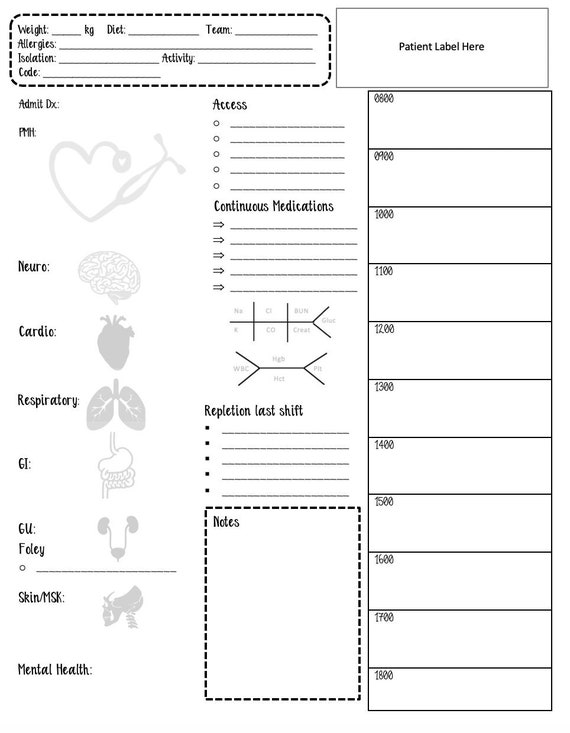 Free Nursing Report Sheet Template
