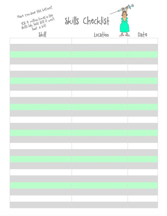 Nursing Planner Skills Checklist Happy Planner Etsy