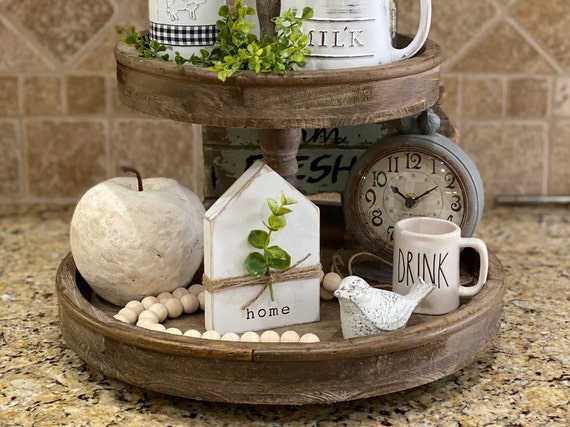 Coffee Themed Tiered Tray Decor Farmhouse Wooden Coffee Bar Signs Coffee  Bar Accessories Decor for Home