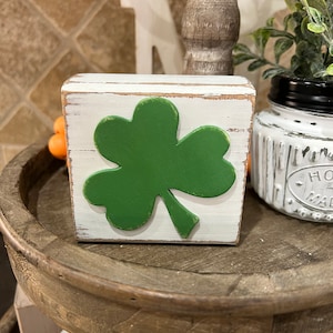 Little shamrock block for a tier tray, Coffee bar, cocoa bar, shelf sitter, farmhouse decor tier tray display