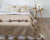 FREE SHIPPING Moroccan blanket pom blankets bed spread moroccan throw blanket cotton moroccan bedding throw blankets berber moroccan decor
