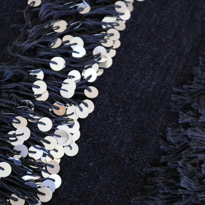 Moroccan Wedding Blanket Handira Black With Metal Sequins Etsy Canada