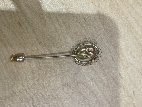 Gold Tone Rose Hat Pin - image 2