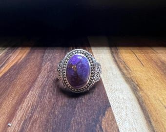 Vintage Sterling Silver Statement Ring with Purple Stone