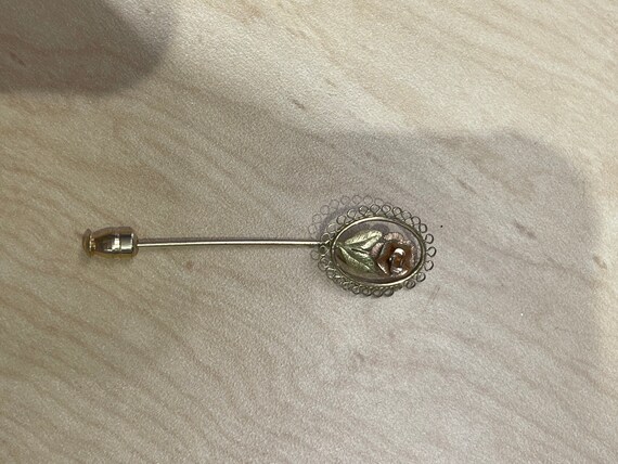 Gold Tone Rose Hat Pin - image 1