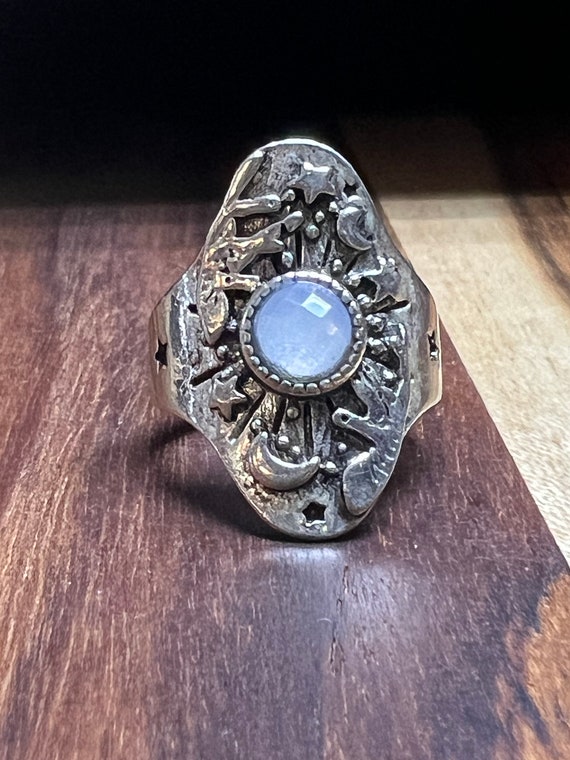 Vintage Unique Sterling Silver Moonstone Ring Size