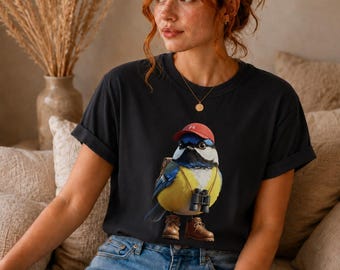 Birdwatcher Bird Unisex Garment-Dyed T-shirt, Birdwatcher Tee, Bird Lover Gift, Birder Shirt, Birdwatching shirt, Birdwatcher shirt, Birding