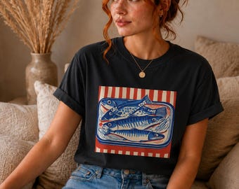 Sardine Shirt, Tinned Fish Unisex Comfort Colors T-shirt - Sardines t-shirt Seafood Lovers Tee, Fisherman aesthetic, Foodie Apparell