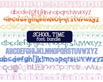 Schooltijd lettertypebundel, Cricut lettertypen, silhouet lettertypen, leraar lettertypen, school lettertypen