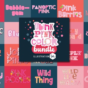 Think Pink Color Font Bundle, Cricut Fonts, Silhouette Fonts