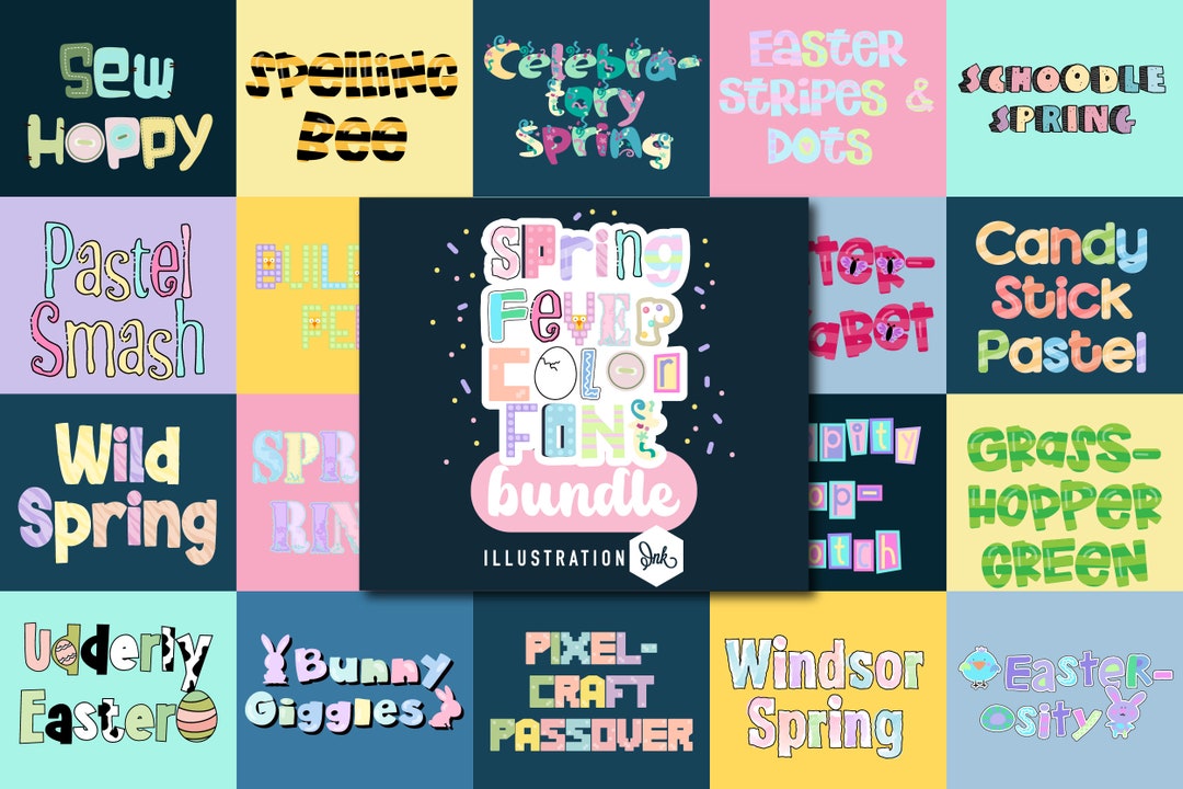 Spring Fever Color Font Bundle, Cricut Fonts, Silhouette Fonts - Etsy