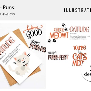 Cattitude Wortspiele - SVG-Dateien, für Cricut, für Silhouette, ai, dxf, eps, pdf, png