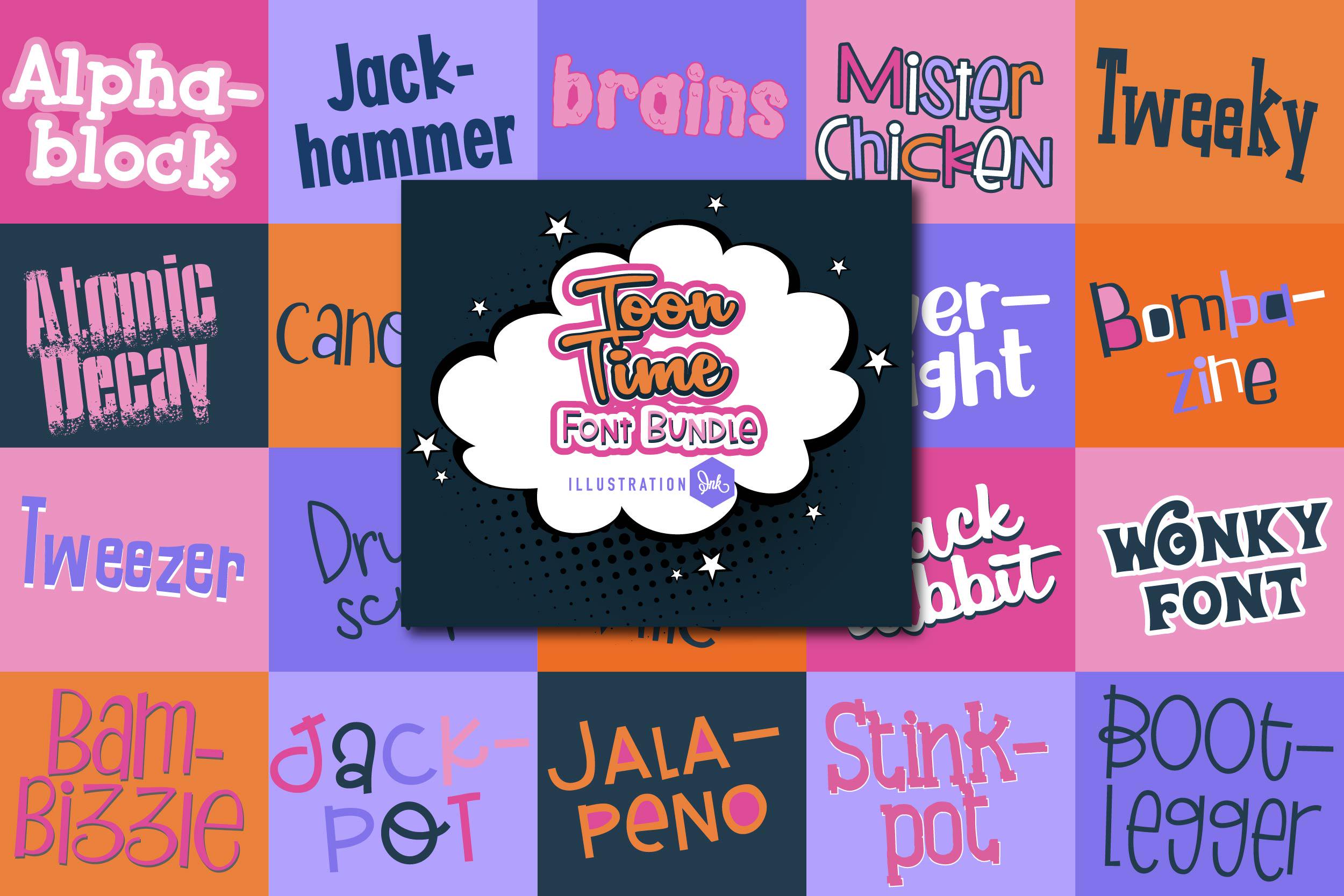 Toon Time Font Bundle, Cricut Fonts, Silhouette Fonts, Teacher Fonts ...